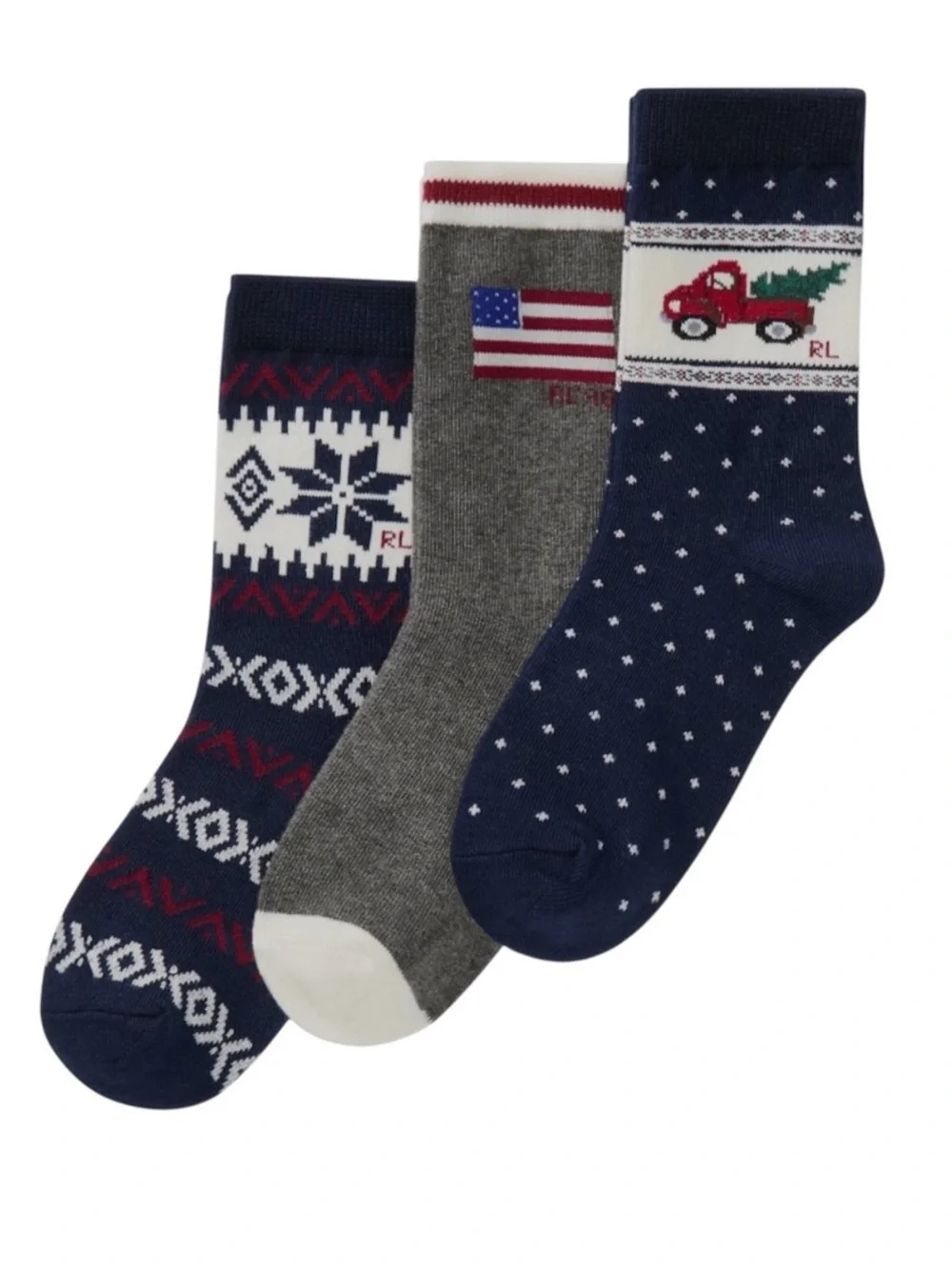 Polo Ralph Lauren Little and Big Boys' Holiday Truck Socks, 3-Piece Set